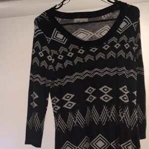 Black and White Geometric Pattern Sweater dress